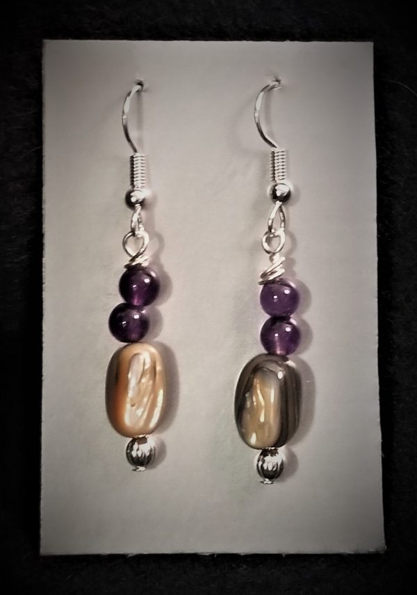 Hand Crafted Amethyst & Abalone Earrings