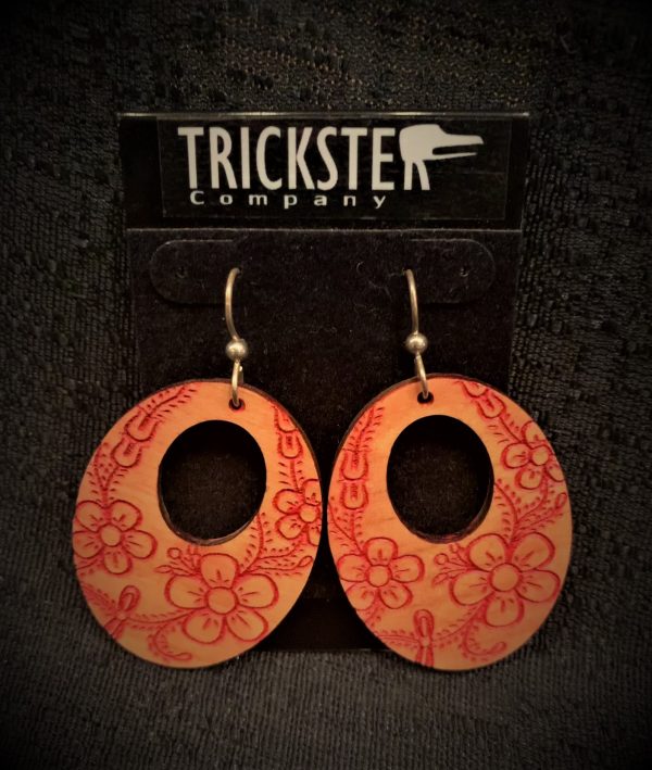 Red Athabascan Floral Earrings