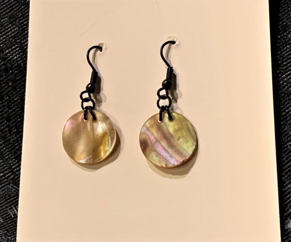 Small, Round Abalone Shell Earrings