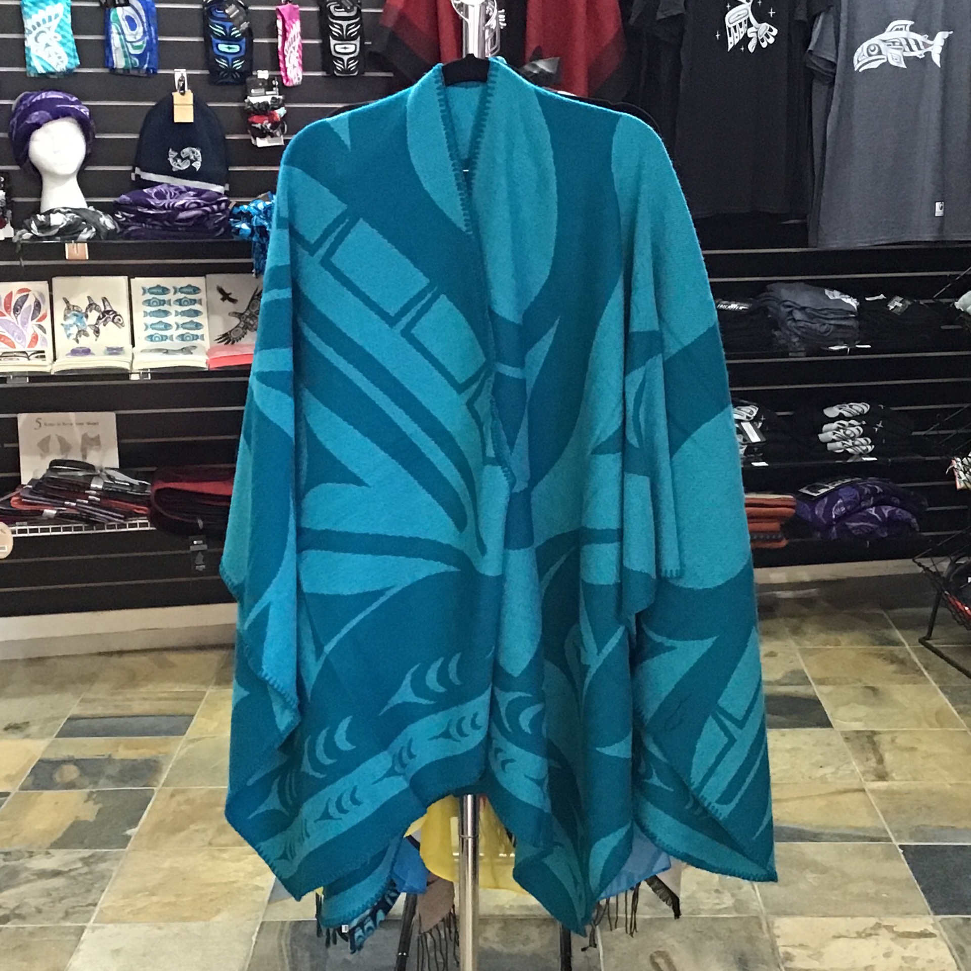 Reversible Fashion Wrap- “Whale” in Teal
