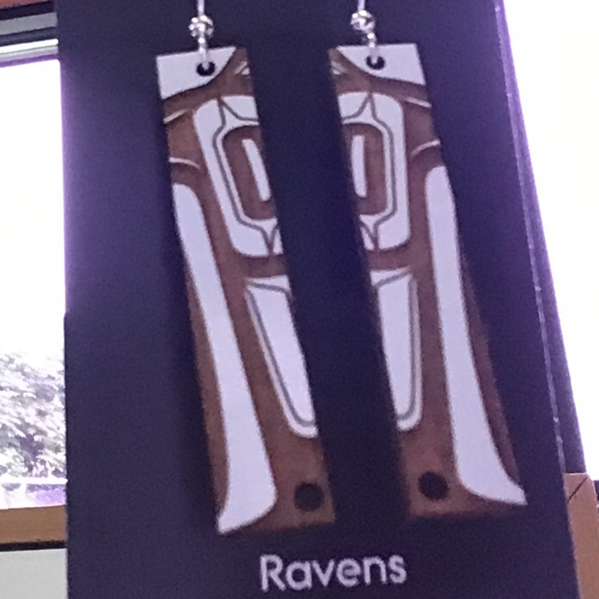 Bar earrings- white and natural “Ravens”